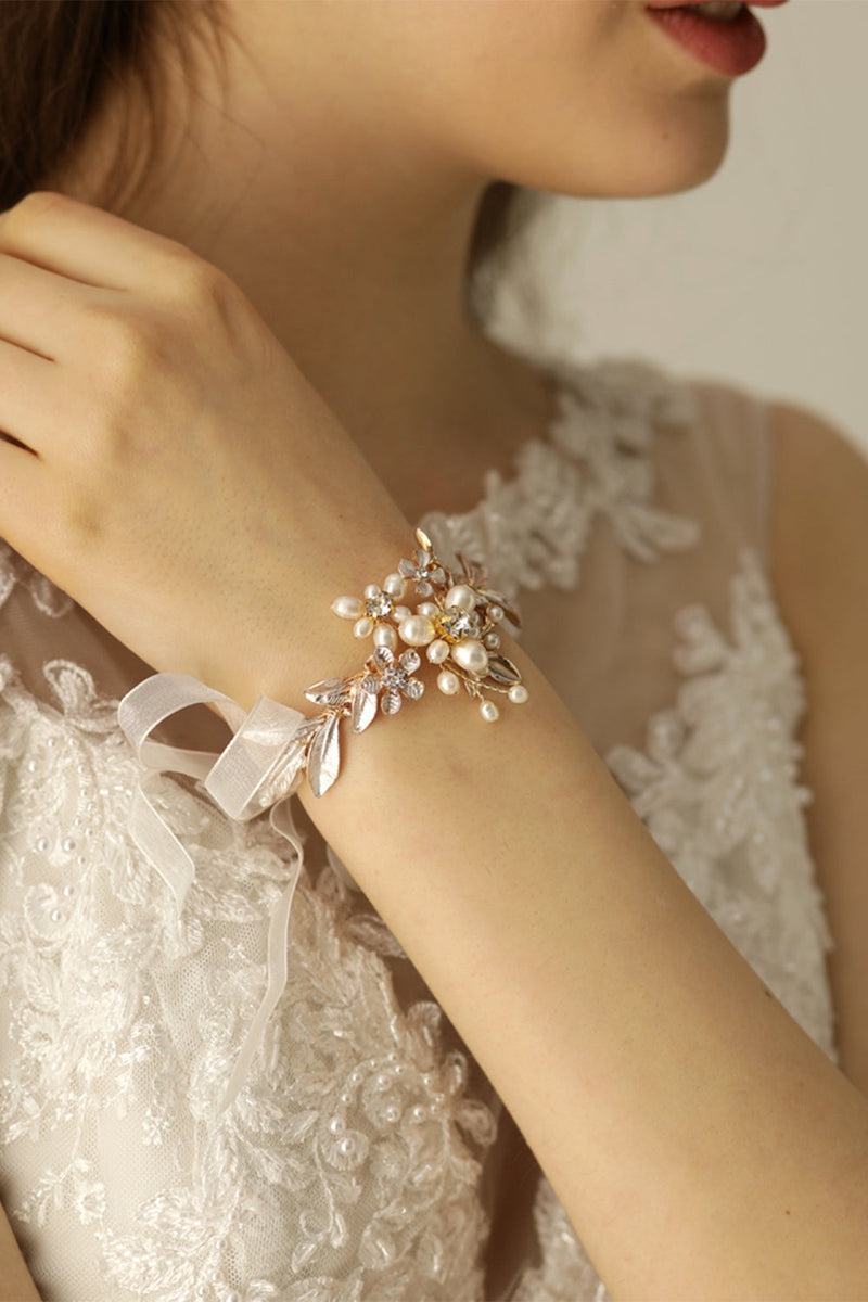 Carica l&#39;immagine nel visualizzatore di Gallery, Freshwater Pearl Bridal Wristband Gioielli da sposa