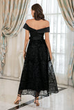 Nero Off Shoulder Pizzo Prom Abito