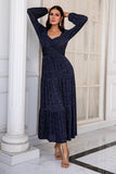 Navy Maniche Lunghe Mother Dress