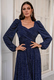 Navy Maniche Lunghe Mother Dress