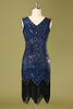 Carica l&#39;immagine nel visualizzatore di Gallery, Abito flapper con paillettes blu vintage anni 1920