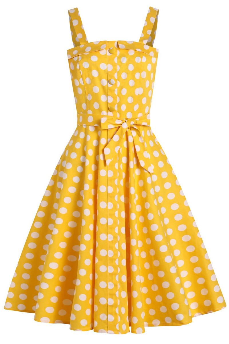 Carica l&#39;immagine nel visualizzatore di Gallery, Punti polka gialli anni &#39;50 Sundress