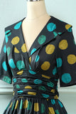 Abito vintage Black Big Polka Dots anni '50