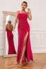 Carica l&#39;immagine nel visualizzatore di Gallery, Spaghetti Rosa Caldo Spalline Paillettes Prom Dress