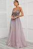 Carica l&#39;immagine nel visualizzatore di Gallery, Spaghetti Straps Appliques Long Prom Dress con Split Front