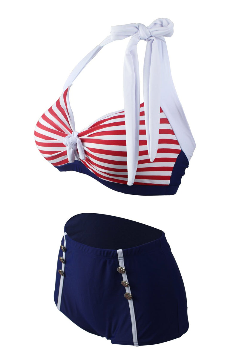 Carica l&#39;immagine nel visualizzatore di Gallery, Strisce Due Pezzi Bikini Costume da Bagno