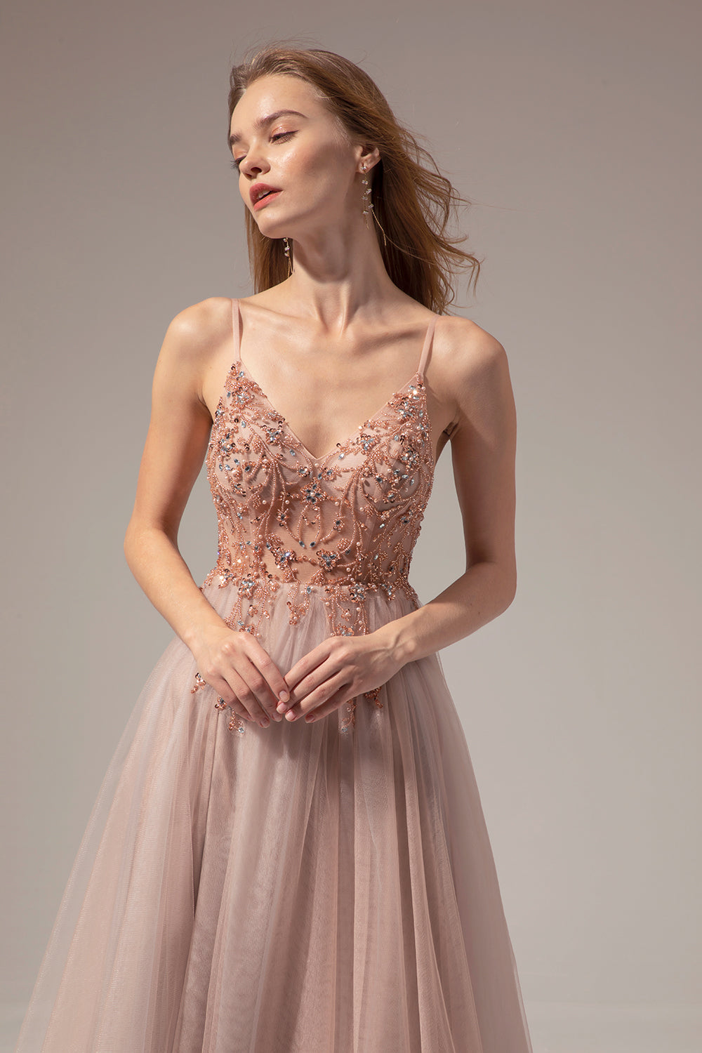 Zapaka Abito da Cerimonia da Donna Lungo Blu Grigio in Tulle Abito