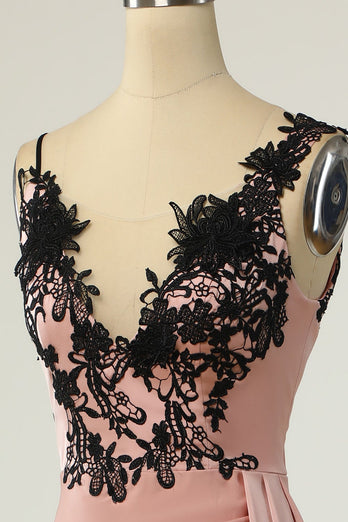 Fodero V Neck Black Nud Knee Length Party Dress