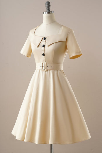 Abito Vintage Albicocca Square Collo 1950s