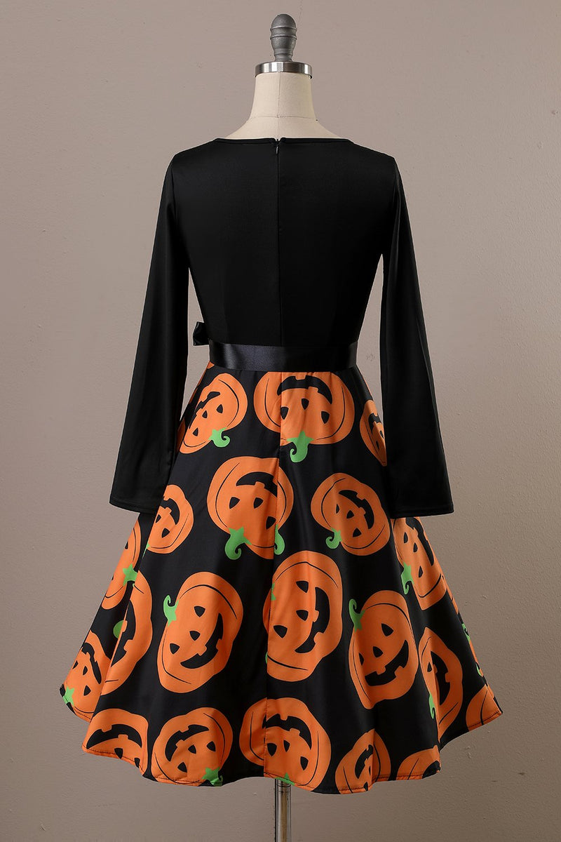 Carica l&#39;immagine nel visualizzatore di Gallery, Abito Halloween Nero Maniche Lunghe