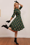 Abito a maniche verde Plaid 3/4