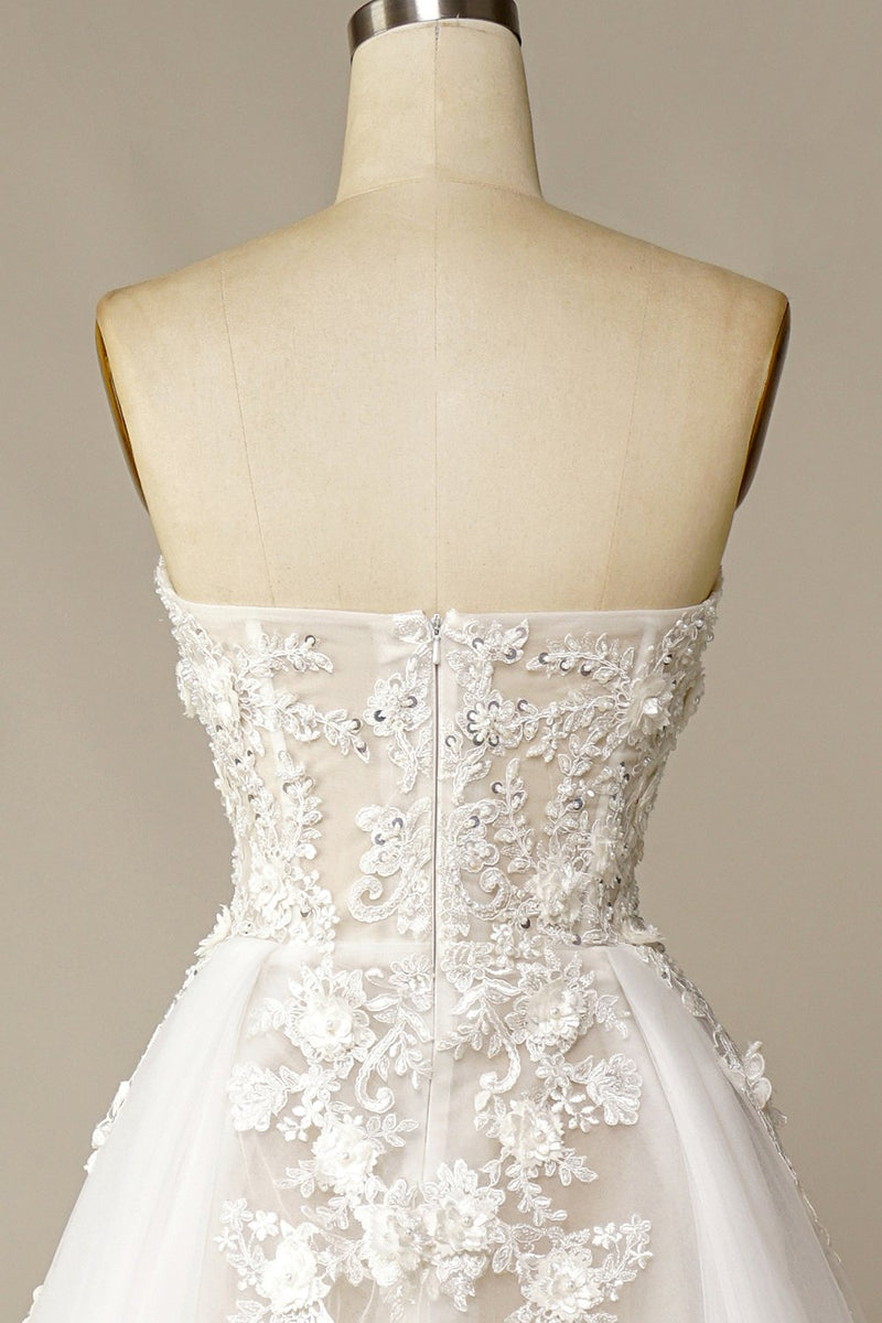 Carica l&#39;immagine nel visualizzatore di Gallery, Un abito da sposa linea con applicazioni