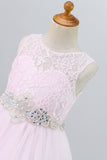 Pizzo Rosa Fiore Ragazza Abito con Perle