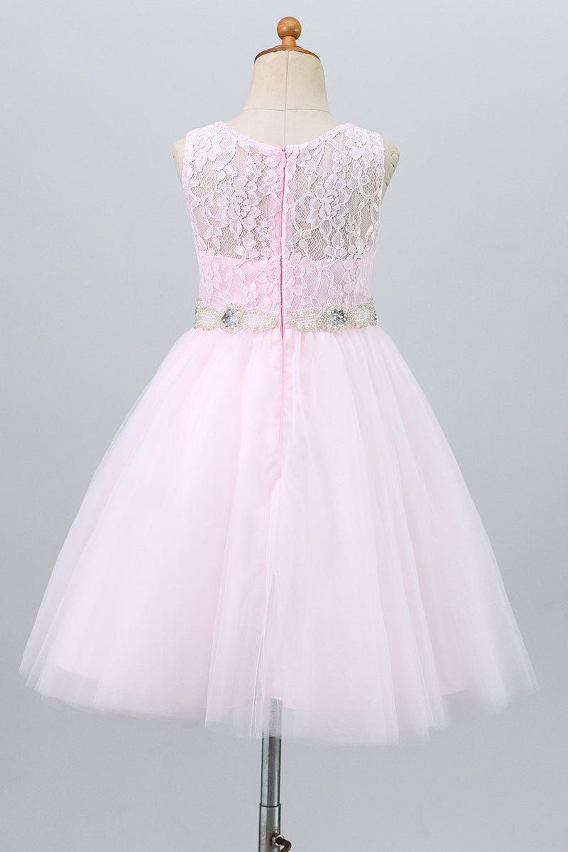 Carica l&#39;immagine nel visualizzatore di Gallery, Pizzo Rosa Fiore Ragazza Abito con Perle