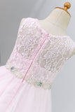 Pizzo Rosa Fiore Ragazza Abito con Perle