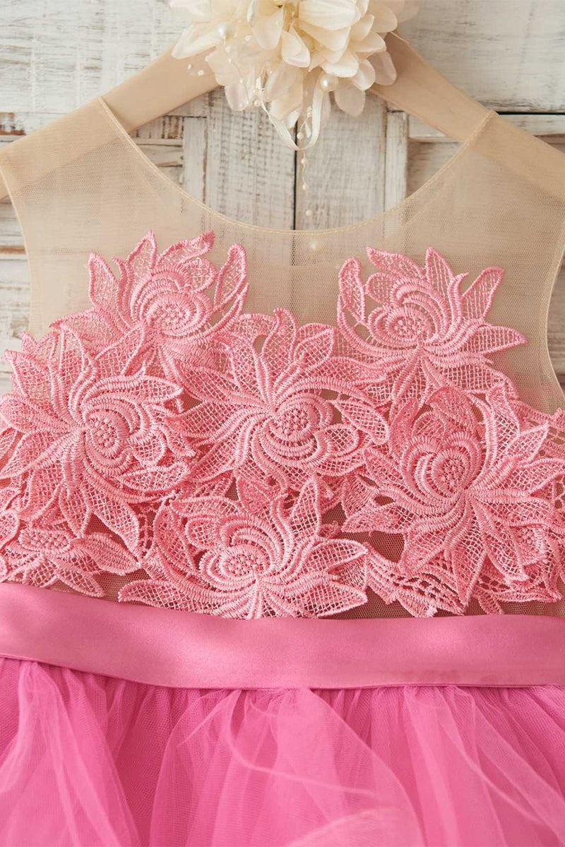 Carica l&#39;immagine nel visualizzatore di Gallery, Fuchsia Tulle Flower Girl Dress