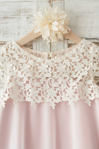 Girocollo Rosa Rosa Fiore Girl Dress con Pizzo