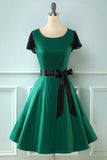 Abito swing verde anni '50 con pizzo