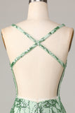 Fare Magic Stub V-Neck Green Sequins Short Homecoming Dress con Backless