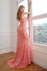 Carica l&#39;immagine nel visualizzatore di Gallery, Spaghetti Sirena Spalline Corallo Paillettes Prom Dress