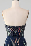 Sparkly Navy Sirena Paillettes Abito Lungo Prom
