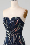 Sparkly Navy Sirena Paillettes Abito Lungo Prom