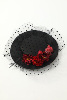 Cappello a cilindro nero di Halloween con fiori