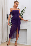 Viola fuori dalla spalla Paillettes Abito da sposa