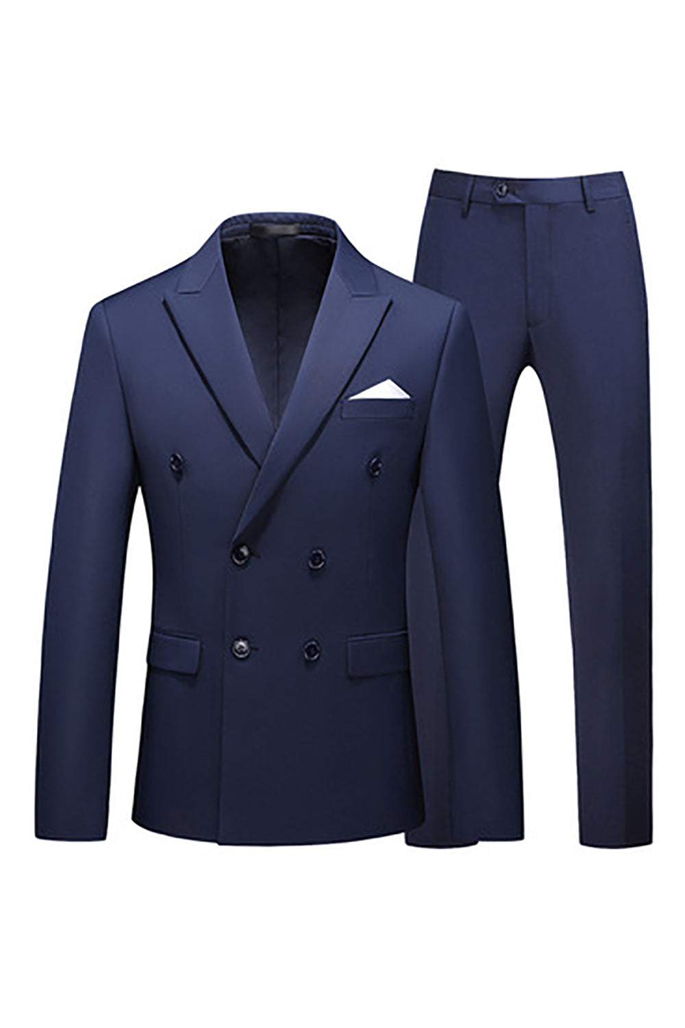 Abo Da Uomo In 3 Pezzi Blu Navy Smoking Da Sposa Con Risvolto A Punta - Foto 8