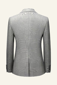 Grigio Risvolto a lancia scozzese 3 pezzi Abiti da sposa da uomo