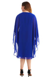 Plus Size Royal Blue Mother Of The Bride Abito con Mantello