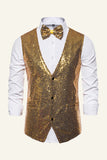 Gilet uomo scintillante Golden Lapel Seills con papillon