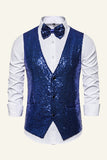 Gilet uomo scintillante Golden Lapel Seills con papillon