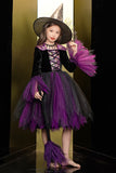 Scintillante nero e viola Tulle Halloween Girl Dress