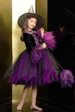 Scintillante nero e viola Tulle Halloween Girl Dress