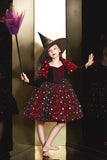 Vestito da ragazza di Halloween rosso scintillante con stella