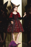 Vestito da ragazza di Halloween rosso scintillante con stella