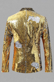 Sparkly Golden Sequins Scialle Lapel Blazer Uomo