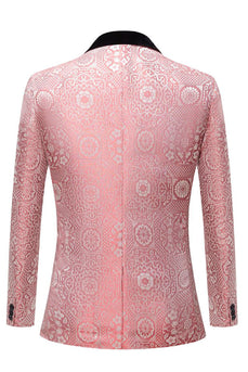 Scialle Jacquard rosa chiaro con rever 2 pezzi da ballo da uomo