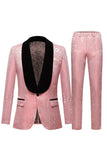 Scialle Jacquard rosa chiaro con rever 2 pezzi da ballo da uomo