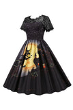 Halloween Party Pizzo Stampa Vintage Abito