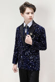 Set di abiti formali a 3 pezzi scintillanti dark navy boys