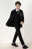 Sparkly Black Notched Rever Sequins Boys' 3-Piece Formal Suit Set