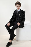 Sparkly Black Notched Rever Sequins Boys' 3-Piece Formal Suit Set