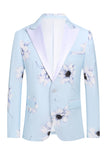 Light Blue Peak Lapel 2 pezzi floreale da ballo da uomo