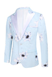 Light Blue Peak Lapel 2 pezzi floreale da ballo da uomo