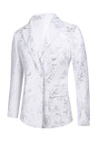 White Floral Jacquard Peak Rever Men Prom Suits