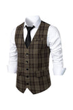 Marrone scuro a righe monopetto Uomo Retro Suit Vest Vest