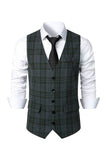 Marrone scuro a righe monopetto Uomo Retro Suit Vest Vest