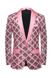 Scialle Risvolto Un Bottone Paillettes Rosse Uomo Prom Blazer